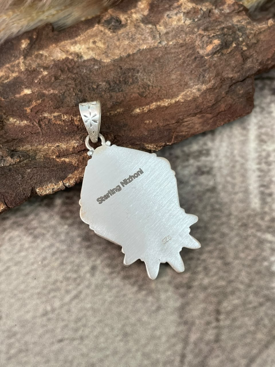Handmade Sterling Silver Kingman Turquoise Pendant Signed Nizhoni