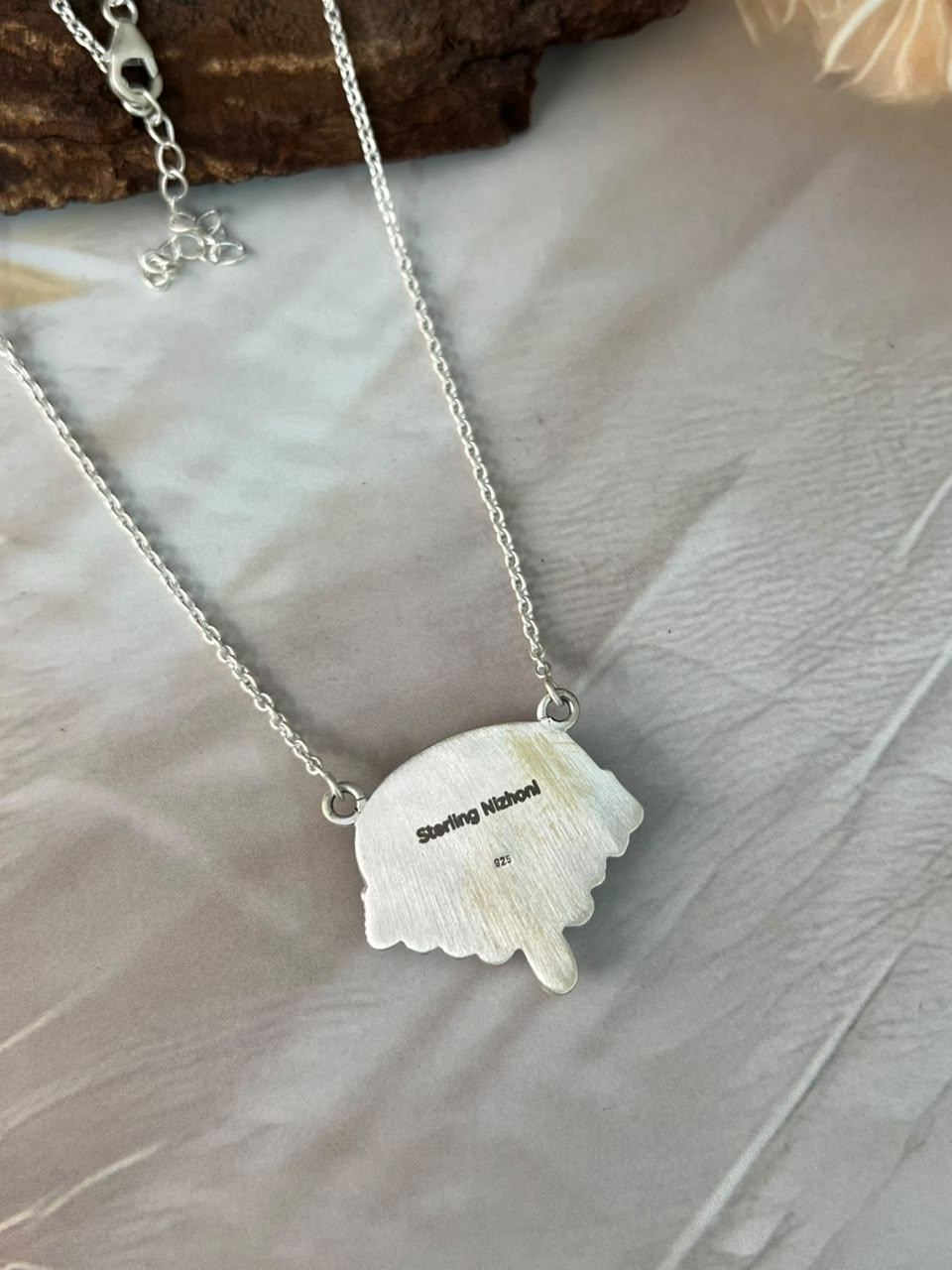 Handmade Sterling Silver Manassa Turquoise Necklace Signed Nizhoni