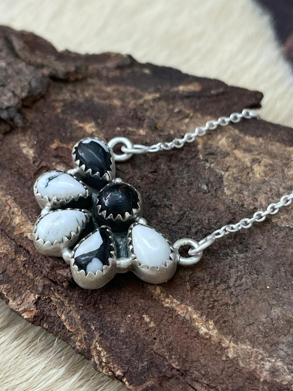 Handmade Sterling Silver White Buffalo Necklace "Signed Nizhoni"