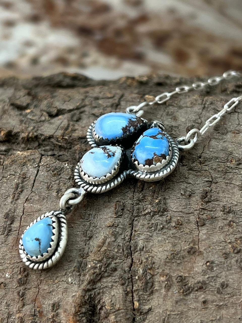 Handmade Sterling Silver Golden Hills Turquoise Necklace "Signed Nizhoni"