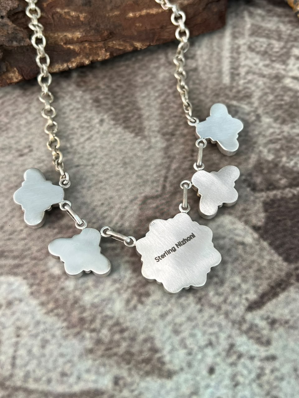 Handmade Sterling Silver Number 8 Turquoise Collection: Necklace Signed Nizhoni