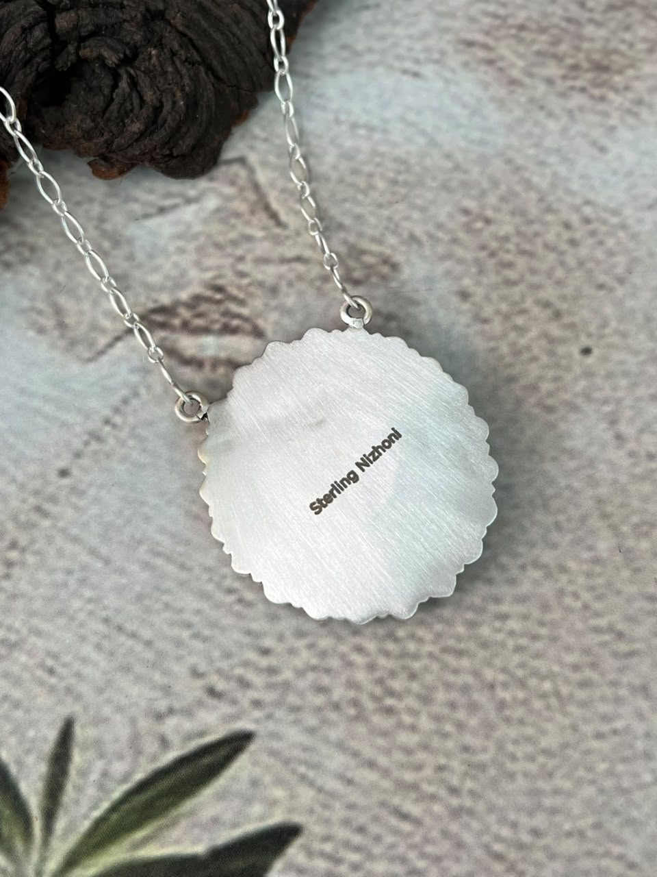 Handmade Sterling Silver Kingman Turquoise Necklace Signed Nizhoni