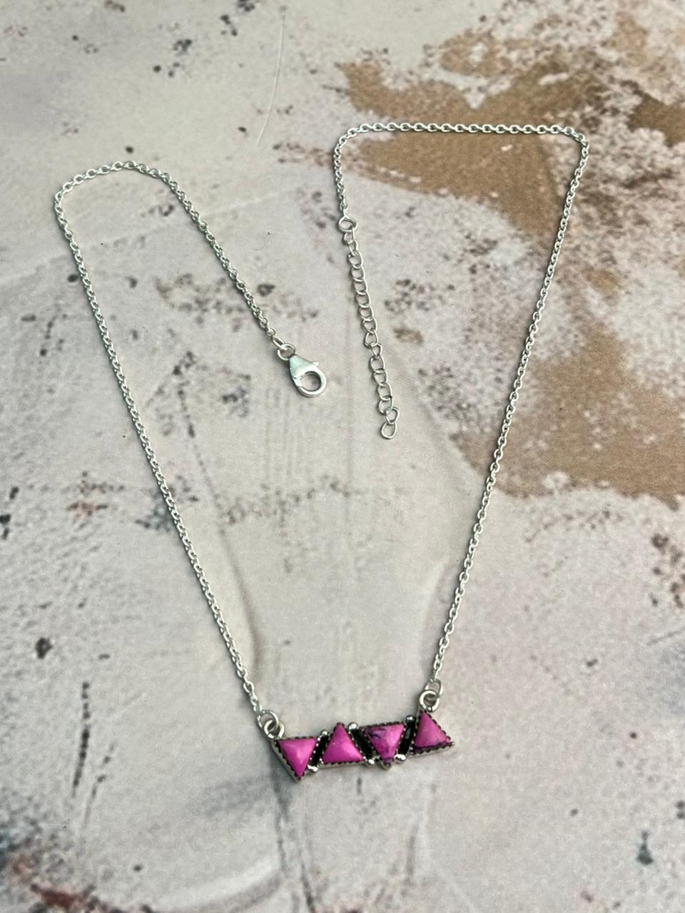 Handmade Sterling Silver Beaded Cherry Blossom Necklace "Signed Nizhoni"