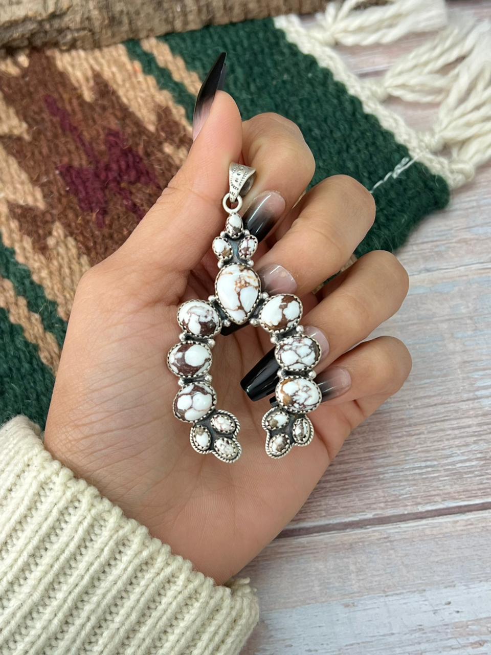 Handmade Sterling Silver Wildhorse Magnesite Naja Pendant "Signed Nizhoni"