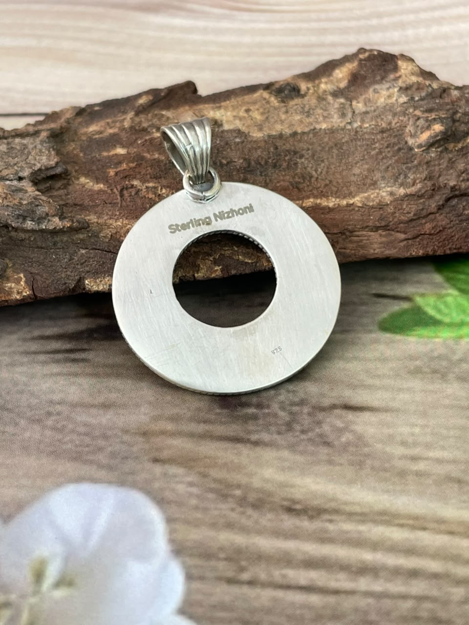 Handmade Sterling Silver Gem Silica Collection: Pendant Signed Nizhoni