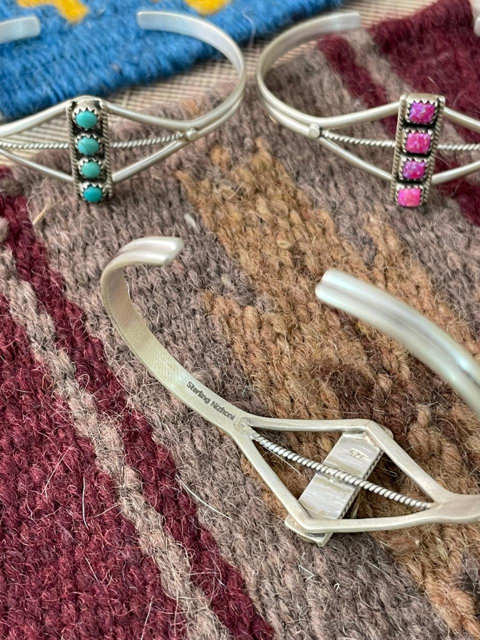 Handmade Sterling Silver Multi Stone Cuff Bracelet "Signed Nizhoni"