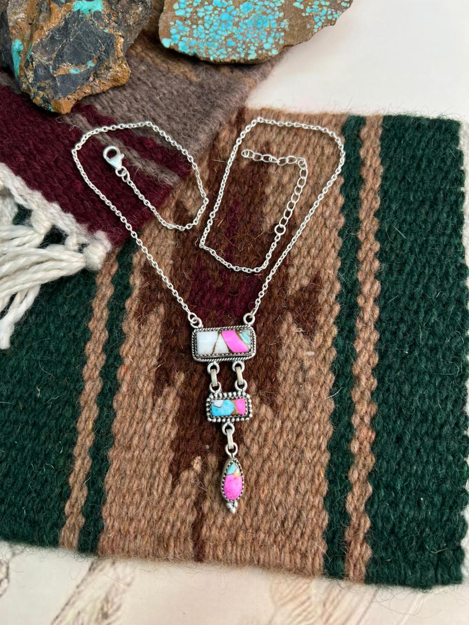 Handmade Sterling Silver Cotton Candy Necklace "Signed Nizhoni"