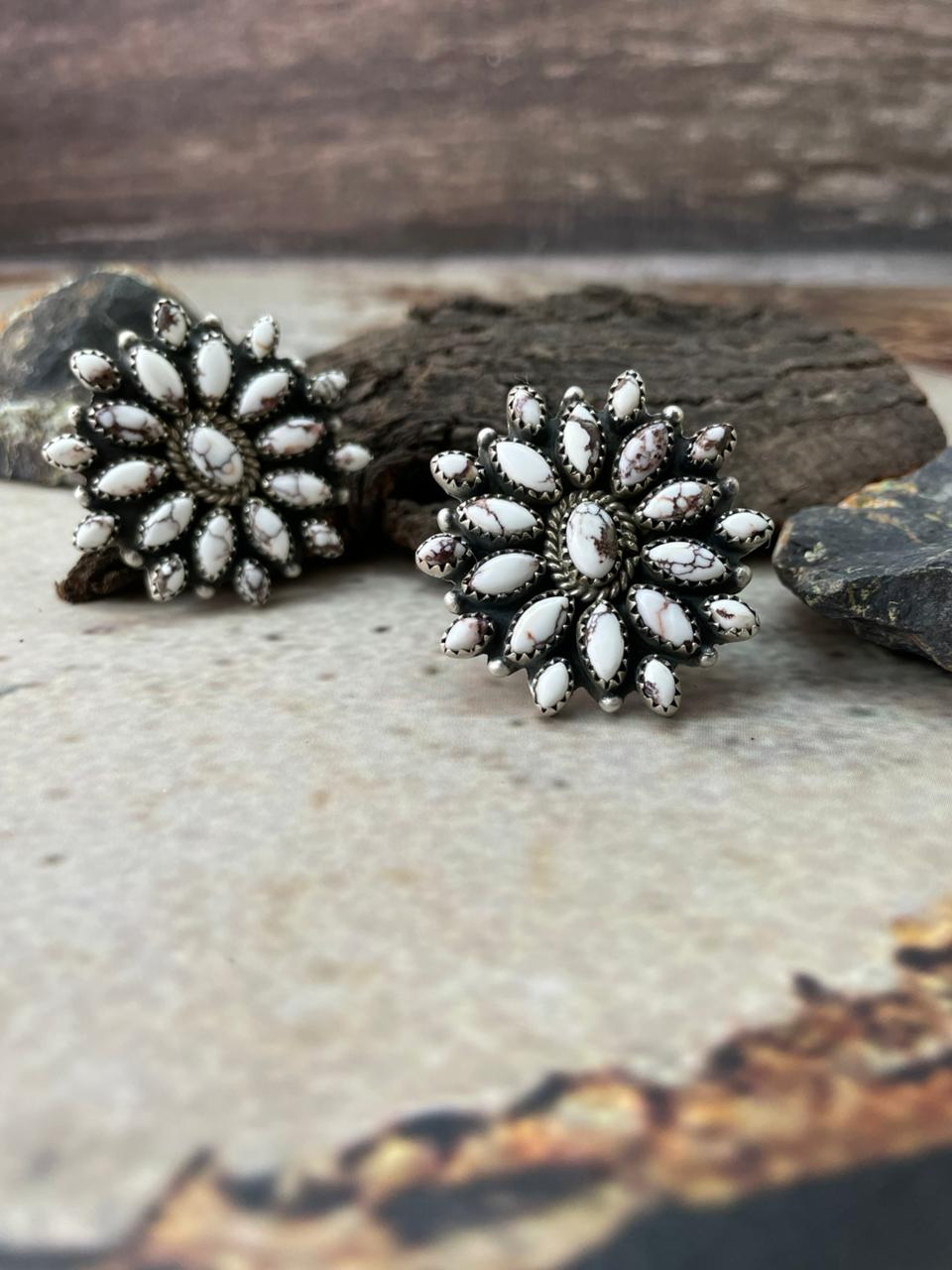 Handmade Sterling Silver Wildhorse Magnesite Adjustable Ring "Signed Nizhoni"