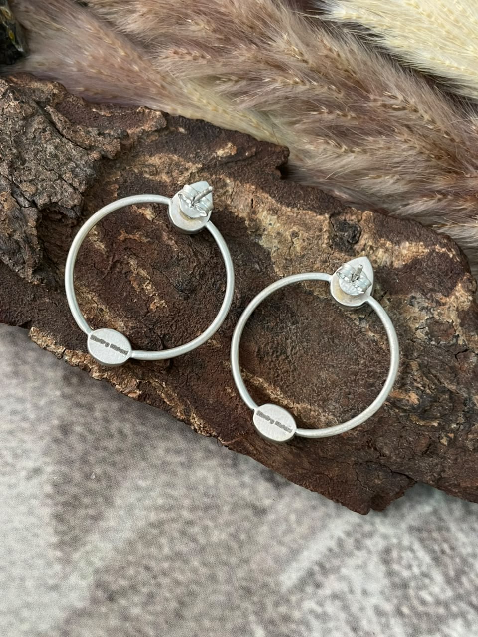Handmade Sterling Silver Number 8 Turquoise Collection: Post Hoops Earrings Signed Nizhoni