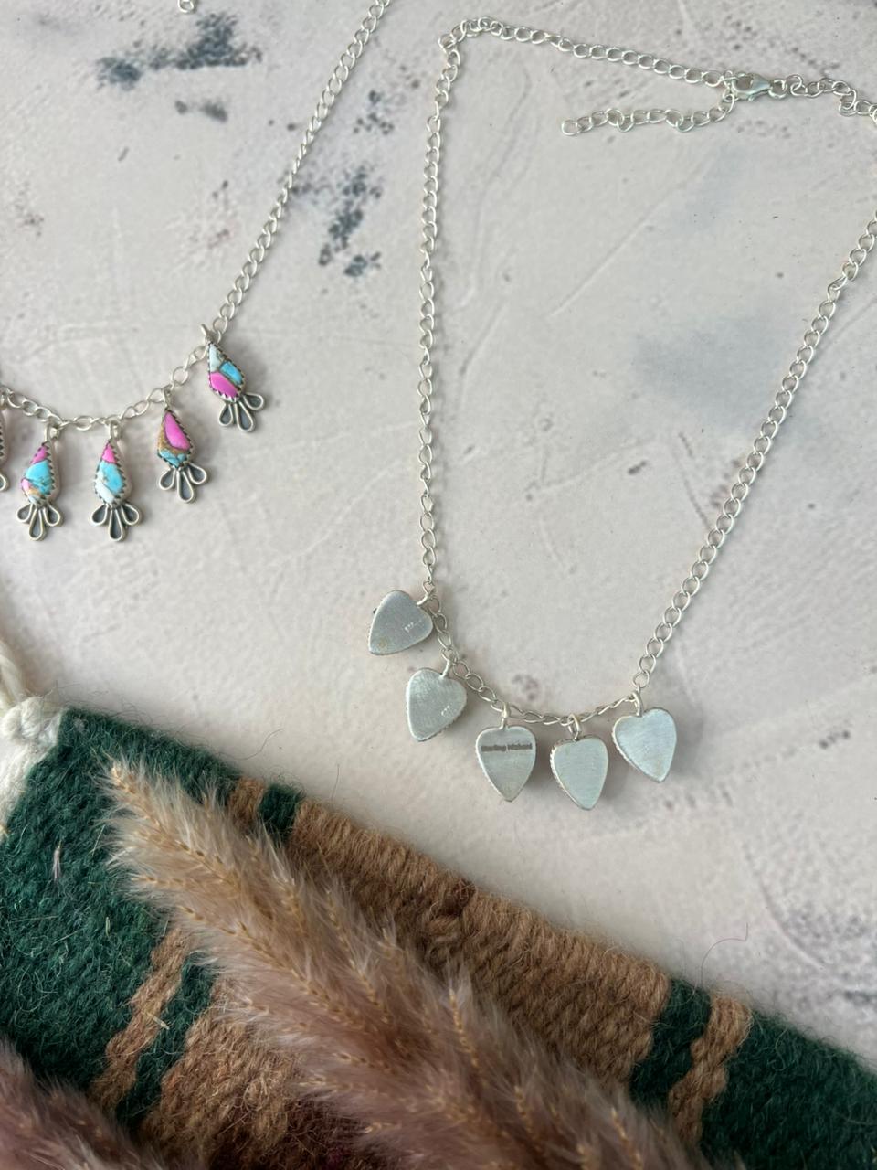 Handmade Sterling Silver Cotton Candy Necklace Signed Nizhoni