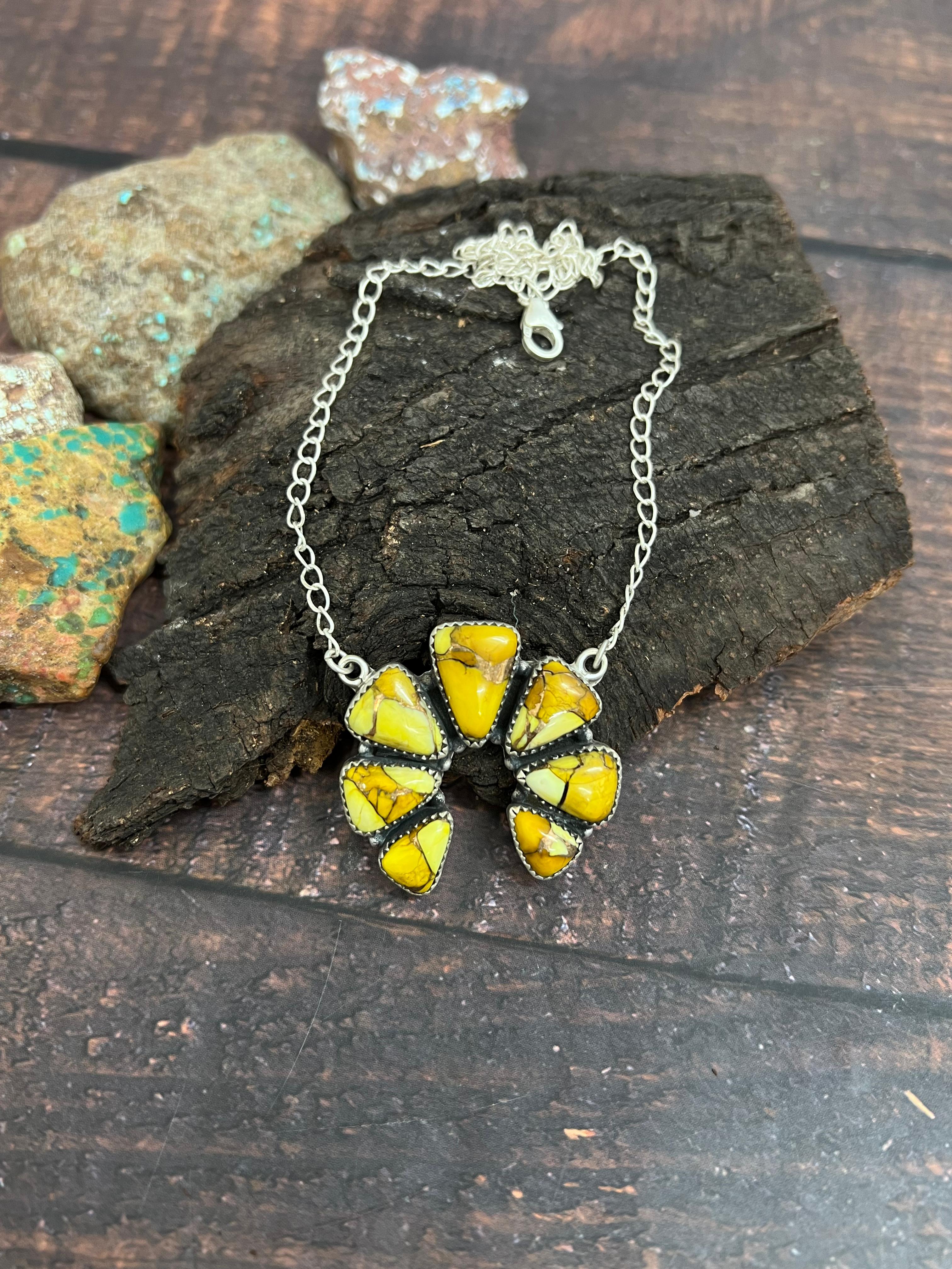 Handmade Sterling Silver Honey Dahlia Naja Necklace with Signed Nizhoni