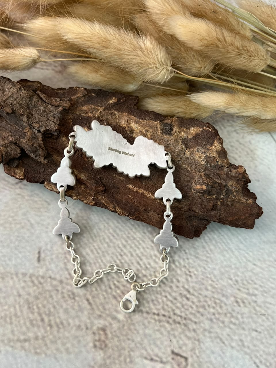 Handmade Sterling Silver Cotton Candy Chain Bracelet Signed Nizhoni