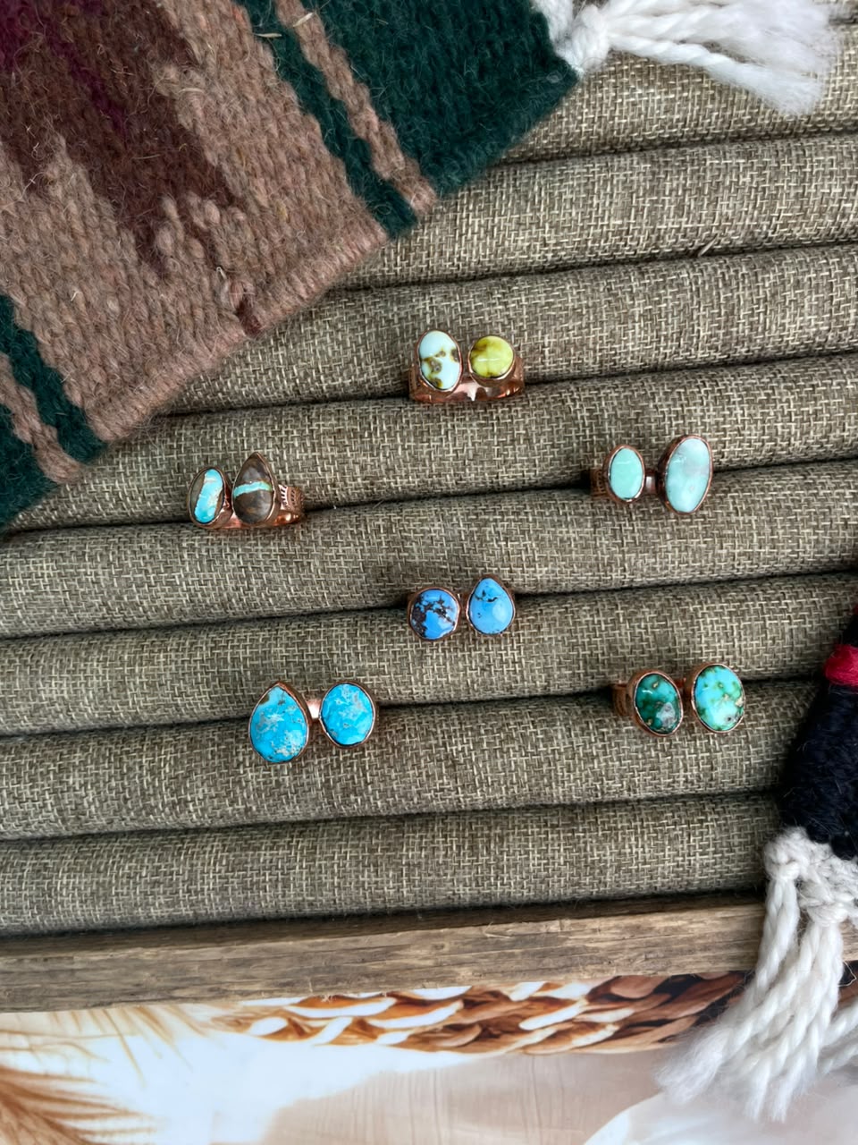 Handmade Royston, Paloma, Palomino, Sierra Bella, Sonoran Mountain and Golden Hills Turquoise Copper Collection: Adjustable Ring