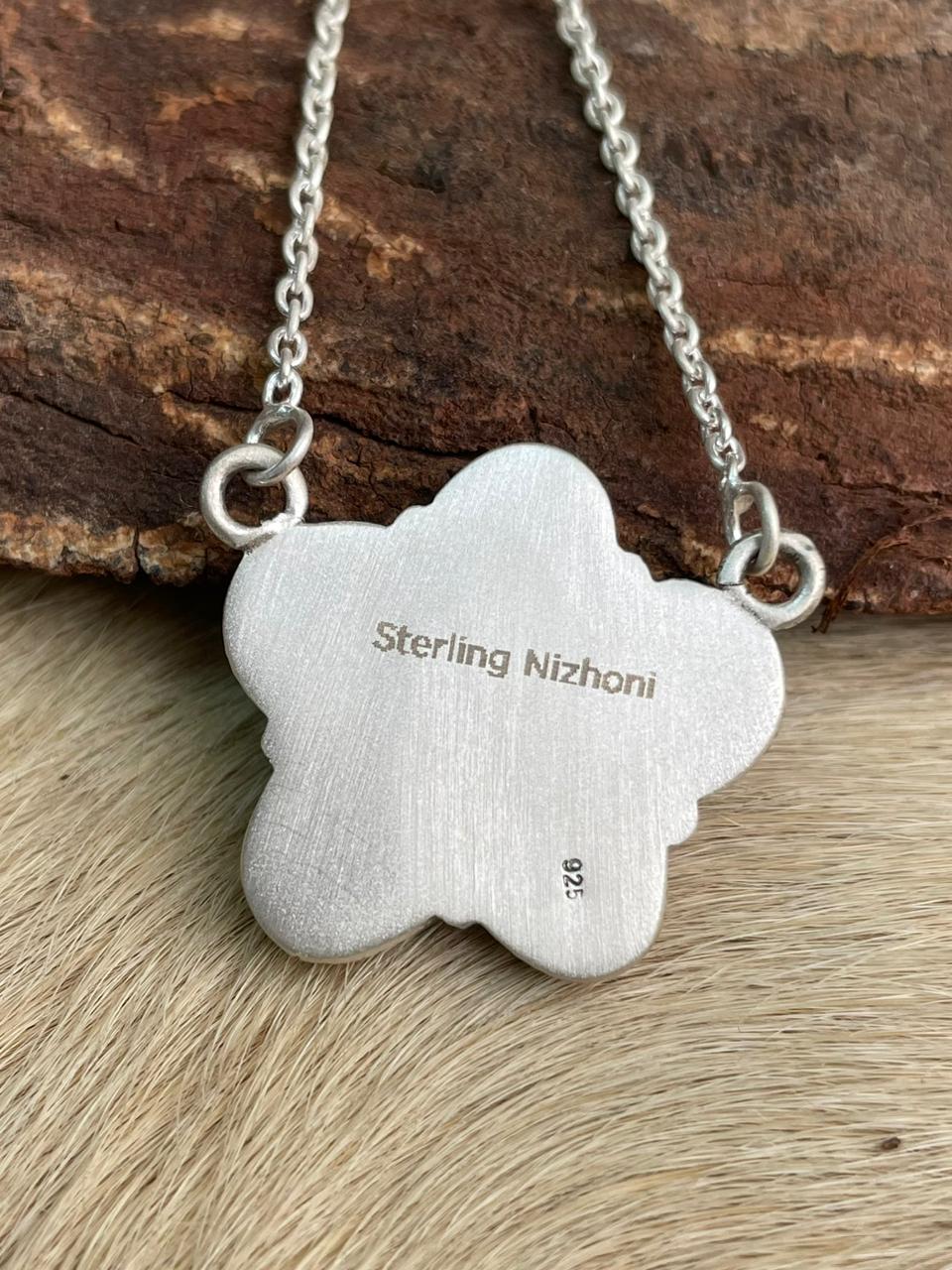 Handmade Sterling Silver Golden Hills Turquoise Necklace "Signed Nizhoni"