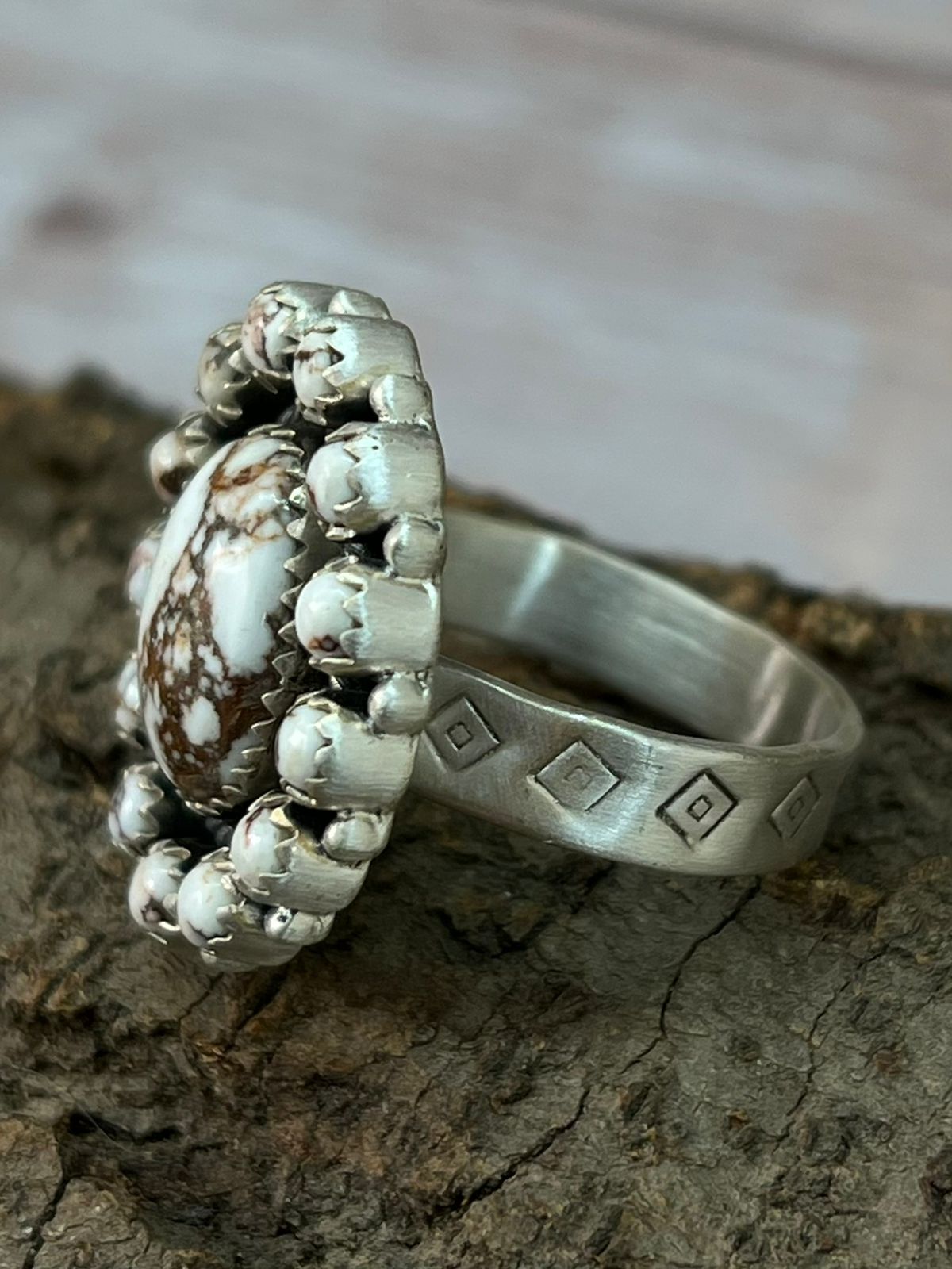 Handmade Sterling Silver Wildhorse Magnesite Adjustable Ring "Signed Nizhoni"