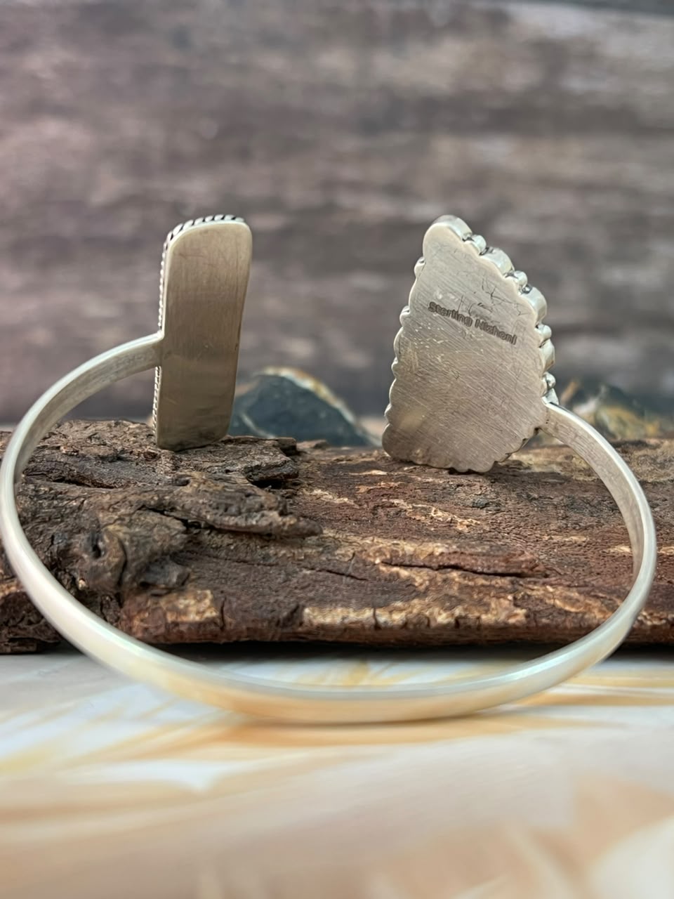 Handmade Sterling Silver Cotton Candy Cuff Bracelet Signed Nizhoni