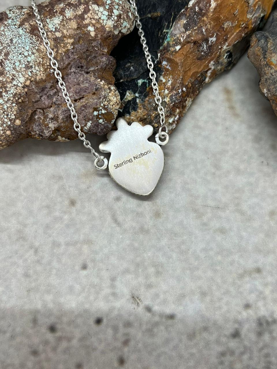 Handmade Sterling Silver Golden Hills Turquoise Necklace "Signed Nizhoni"