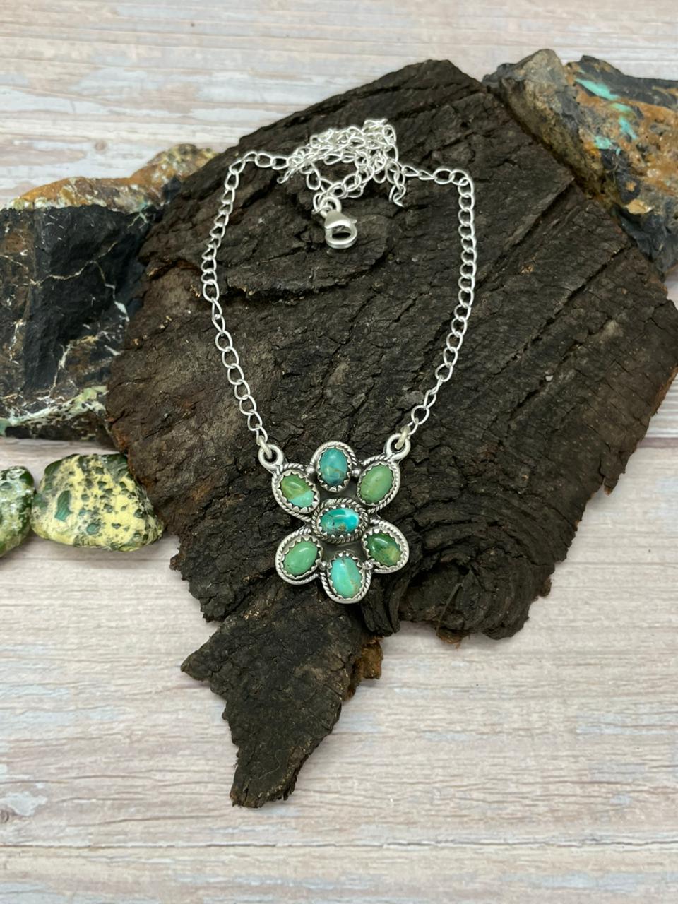 Handmade Sterling Silver Kingman Turquoise Necklace "Signed Nizhoni" (5)