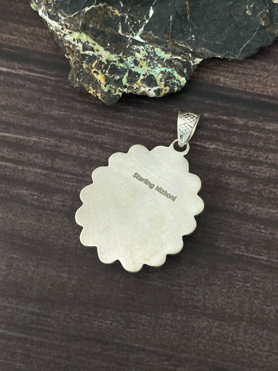 Handmade Sterling Silver Kingman Turquoise Pendant Signed Nizhoni