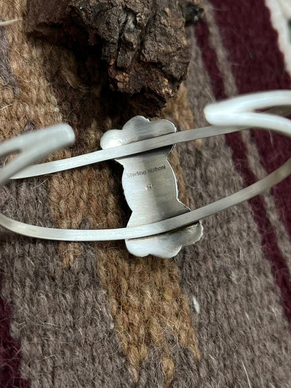 Handmade Sterling Silver Kingman Turquoise Cuff Bracelet "Signed Nizhoni"