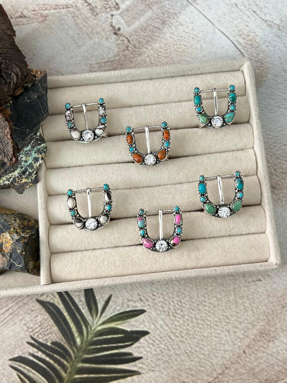 Handmade Sterling Silver Multi Stone Adjustable Ring " Signed Nizhoni"