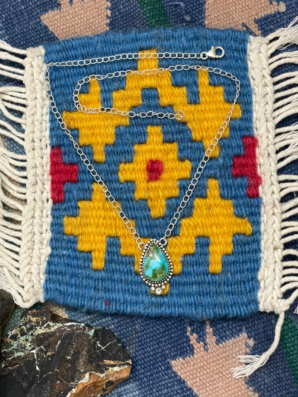 Handmade Sterling Silver Sonoran Mountain Turquoise Necklace "Signed Nizhoni"