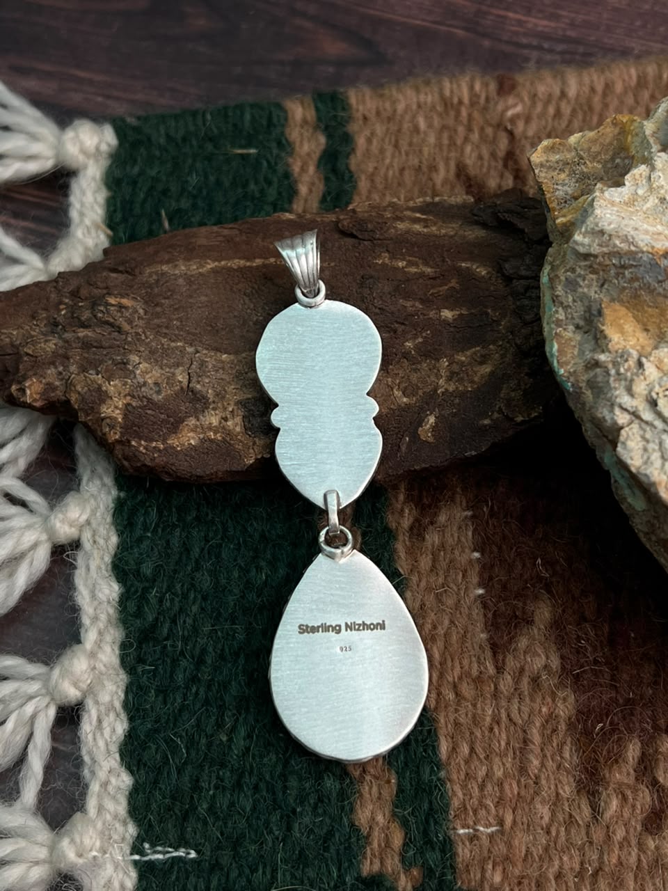 Handmade Sterling Silver Crimson Cowgirl Turquoise Collection: Pendant Signed Nizhoni