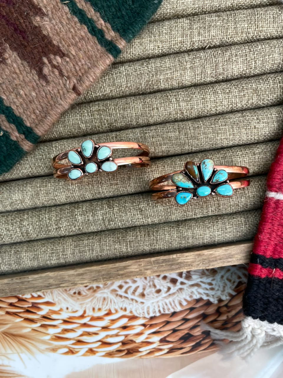 Handmade Paloma and Royston Turquoise Copper Collection: Cuff Bracelet Signed Nizhoni