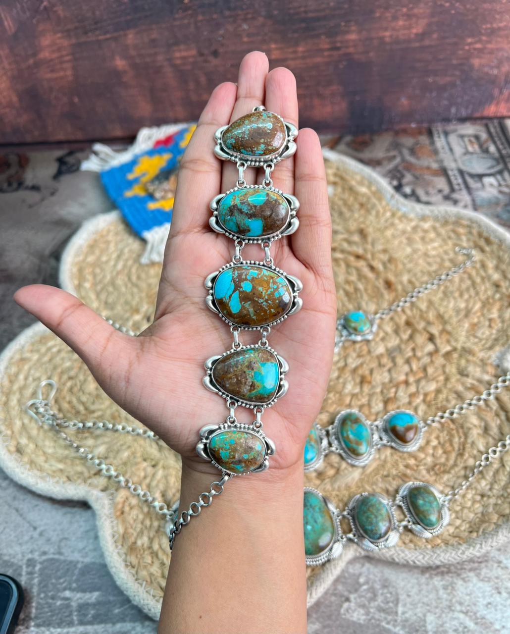 Handmade Sterling Silver Royston Turquoise Necklace "Signed Nizhoni"