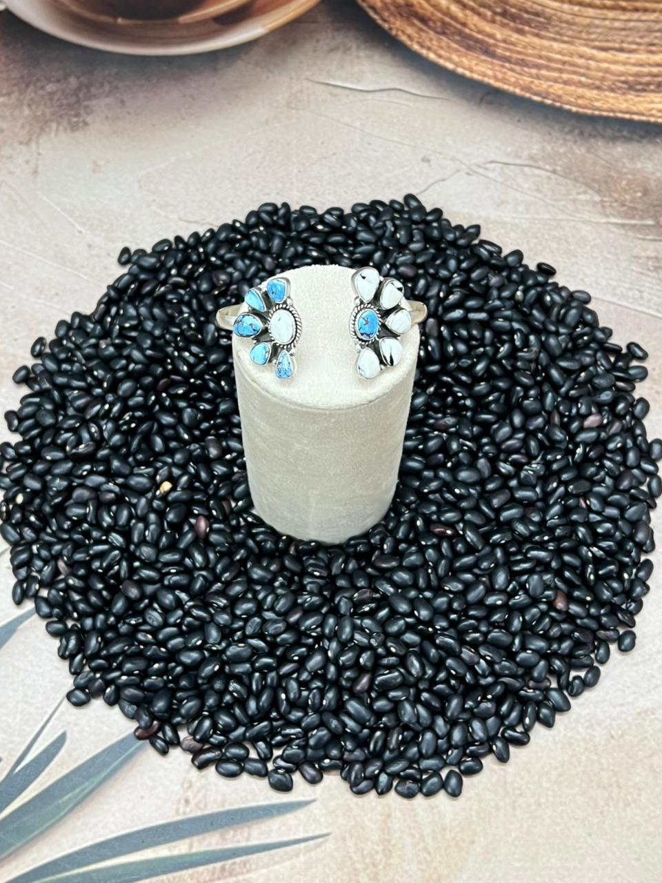 Handmade Sterling Silver Golden Hills with White Collection Bracelet "Signed Nizhoni"