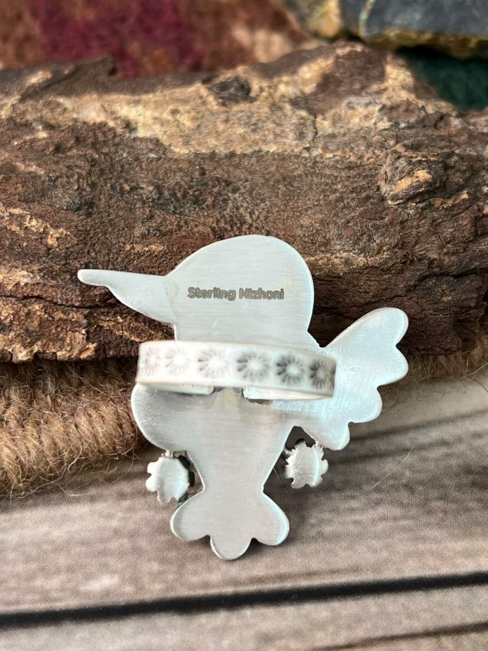 Handmade Sterling Silver Hardy Pit Adjustable Ring Signed Nizhoni