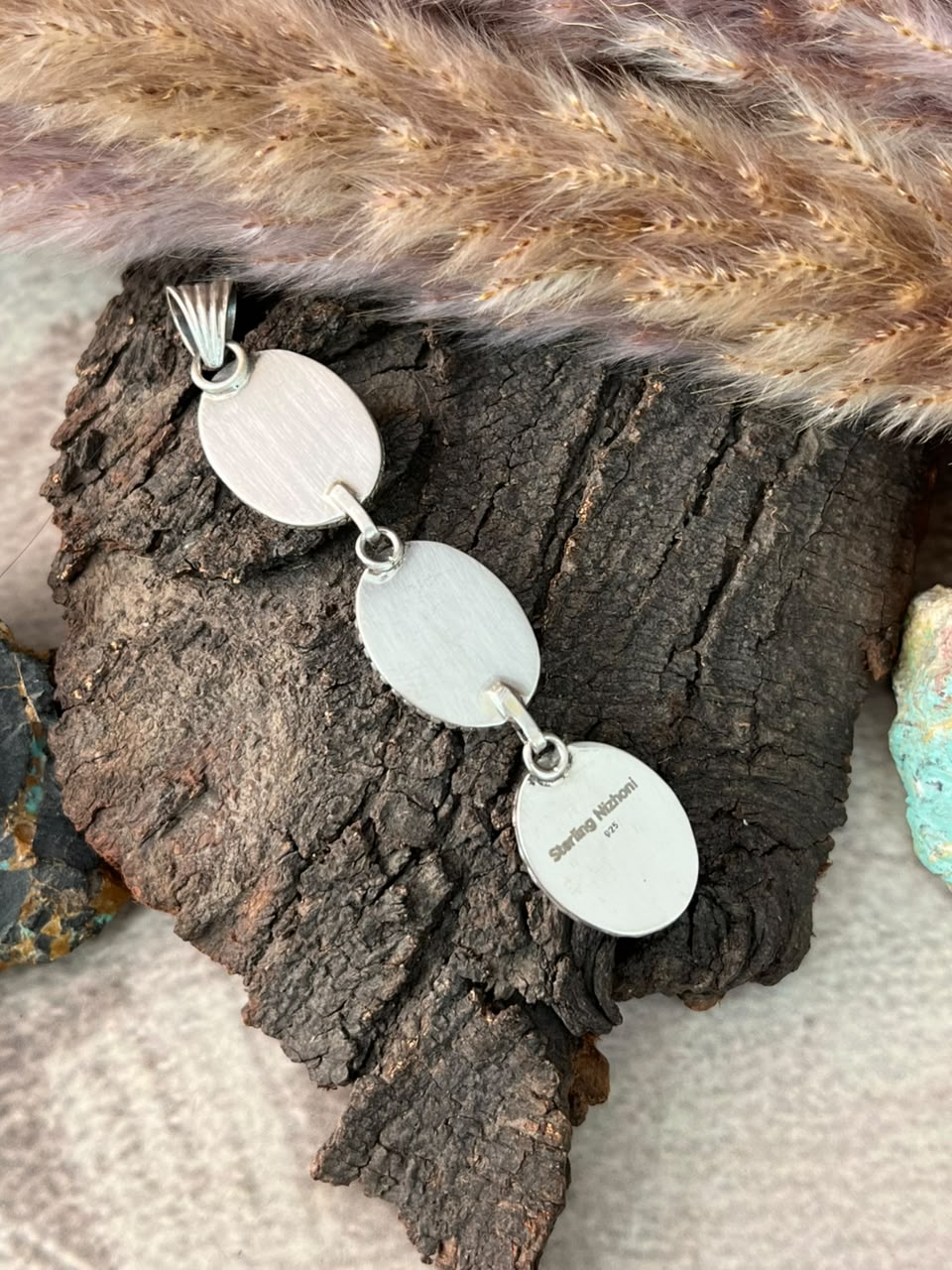 Handmade Sterling Silver Campitos Turquoise Collection: Pendant Signed Nizhoni