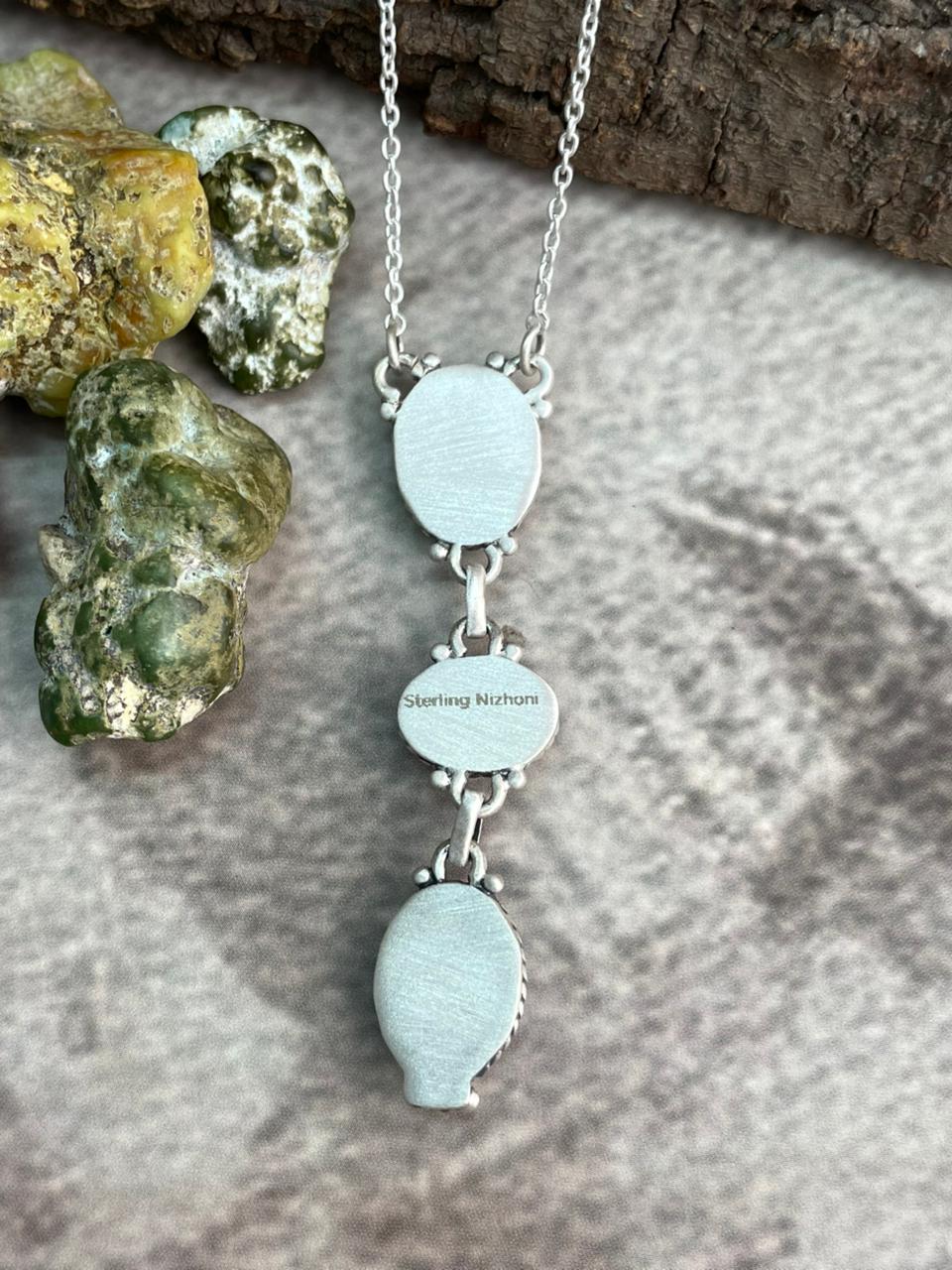 Handmade Sterling Silver Sonoran Mountain Turquoise Necklace "Signed Nizhoni"