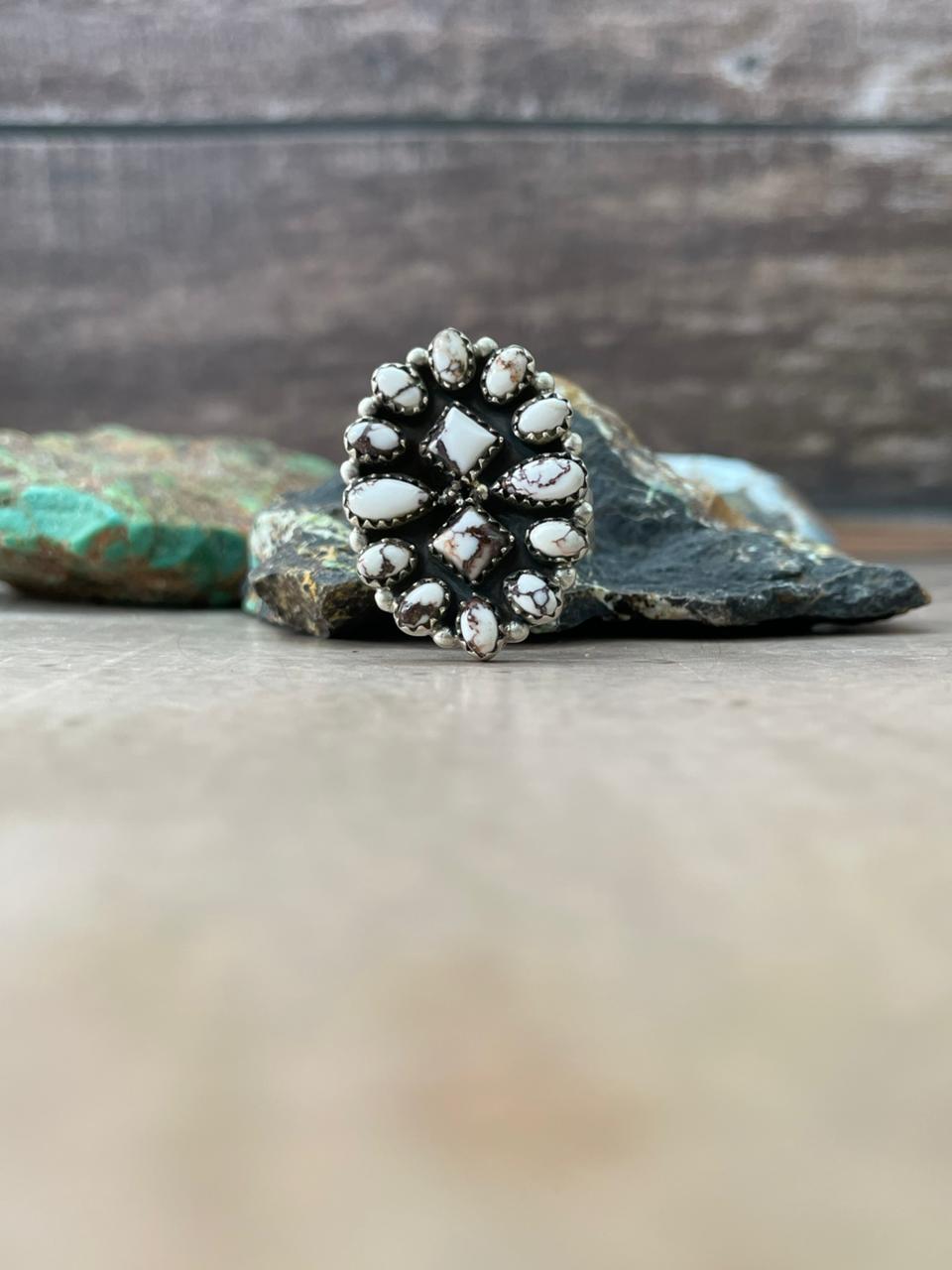 Handmade Sterling Silver Wildhorse Magnesite Adjustable Ring "Signed Nizhoni"