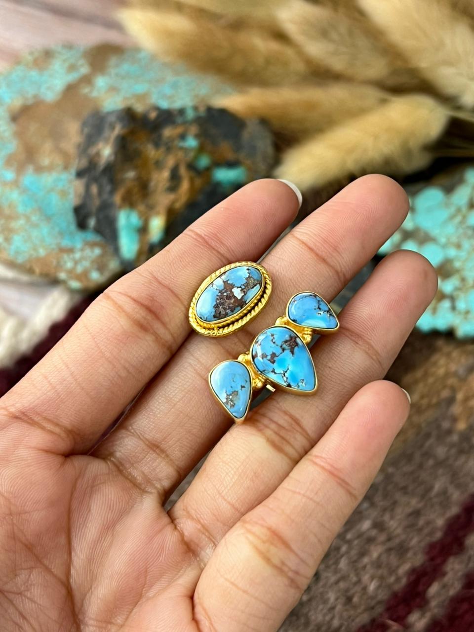 “The Golden Collection” Natural Golden Hills Turquoise Adjustable Ring