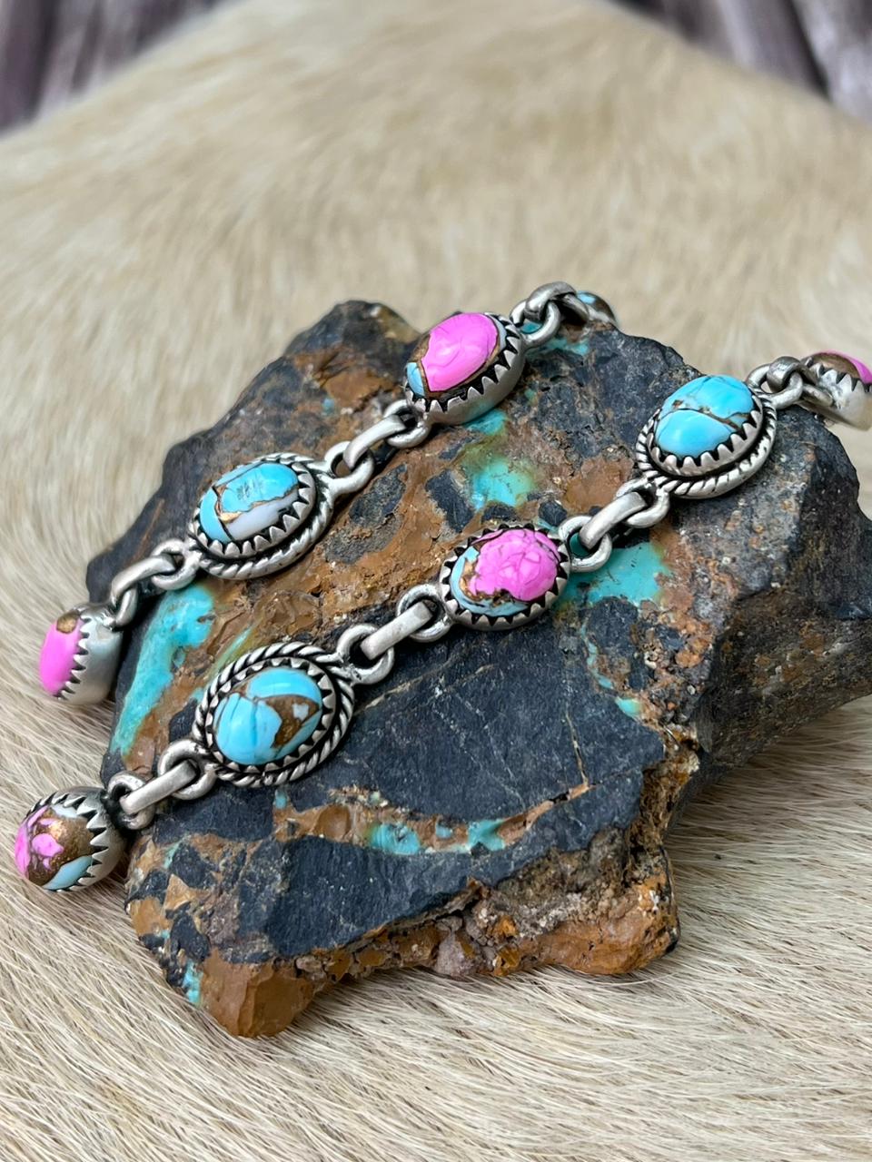 Handmade Sterling Silver Cotton Candy Post Dangle Earrings "Signed Nizhoni"