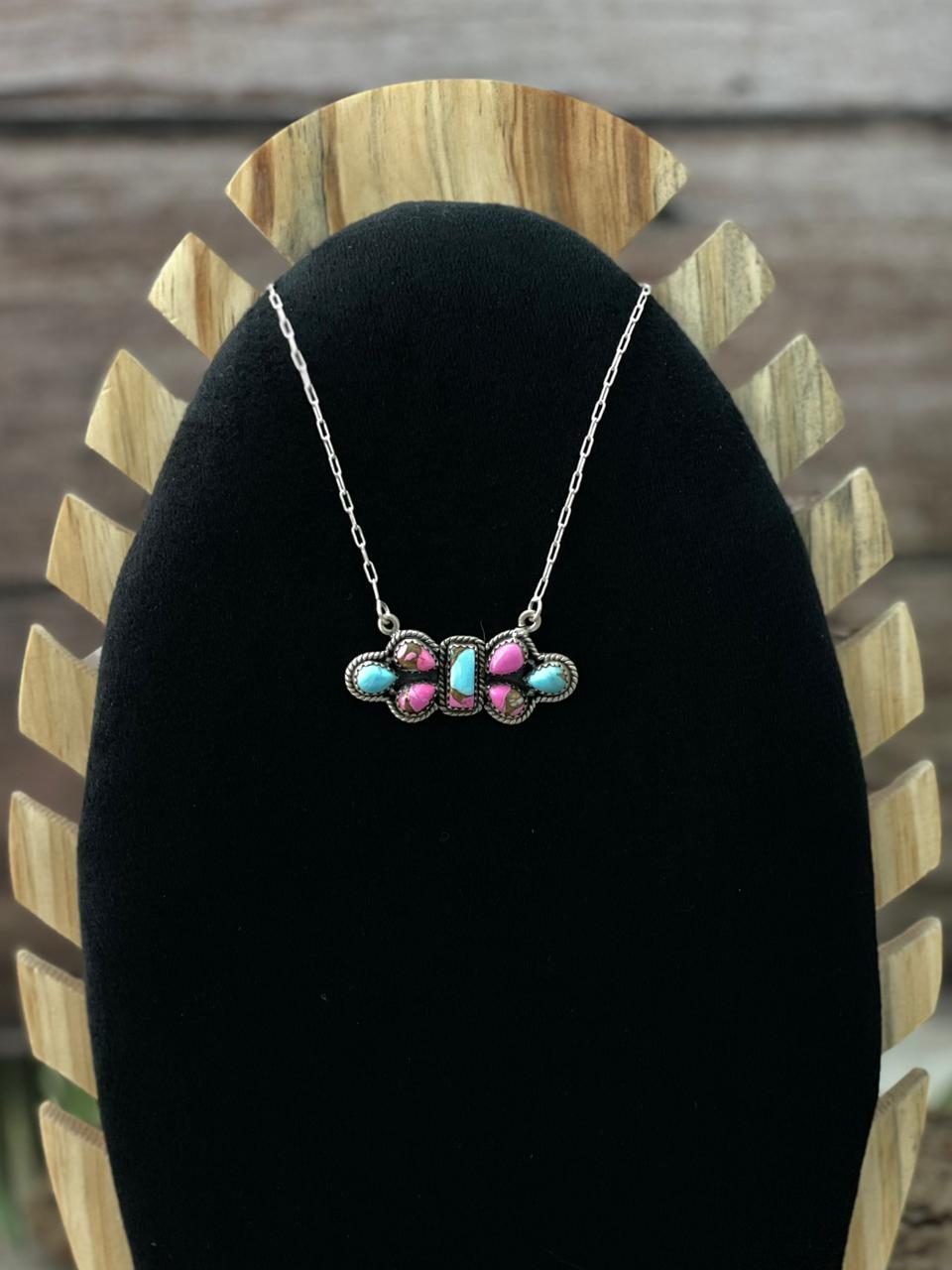 Handmade Sterling Silver Cotton Candy Necklace "Signed Nizhoni"