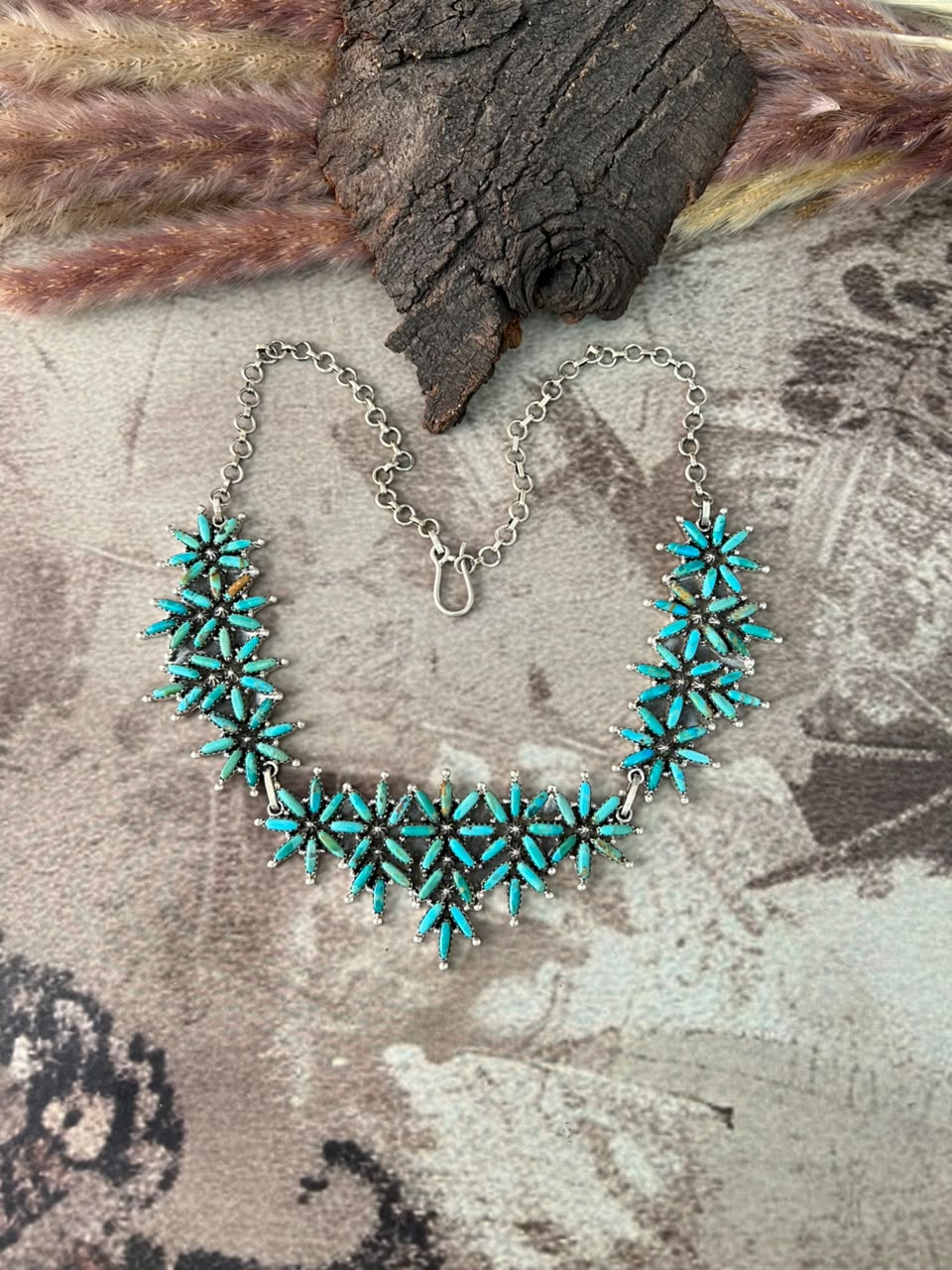 Handmade Sterling Silver Kingman Turquoise Necklace Signed Nizhoni