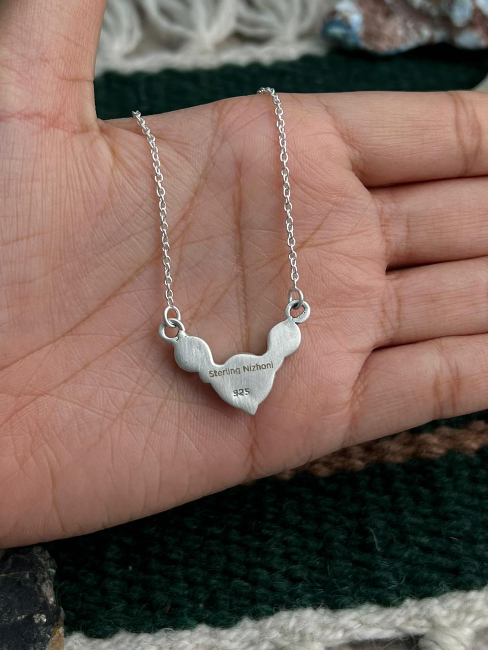 Handmade Sterling Silver Palomino Turquoise Necklace "Signed Nizhoni"