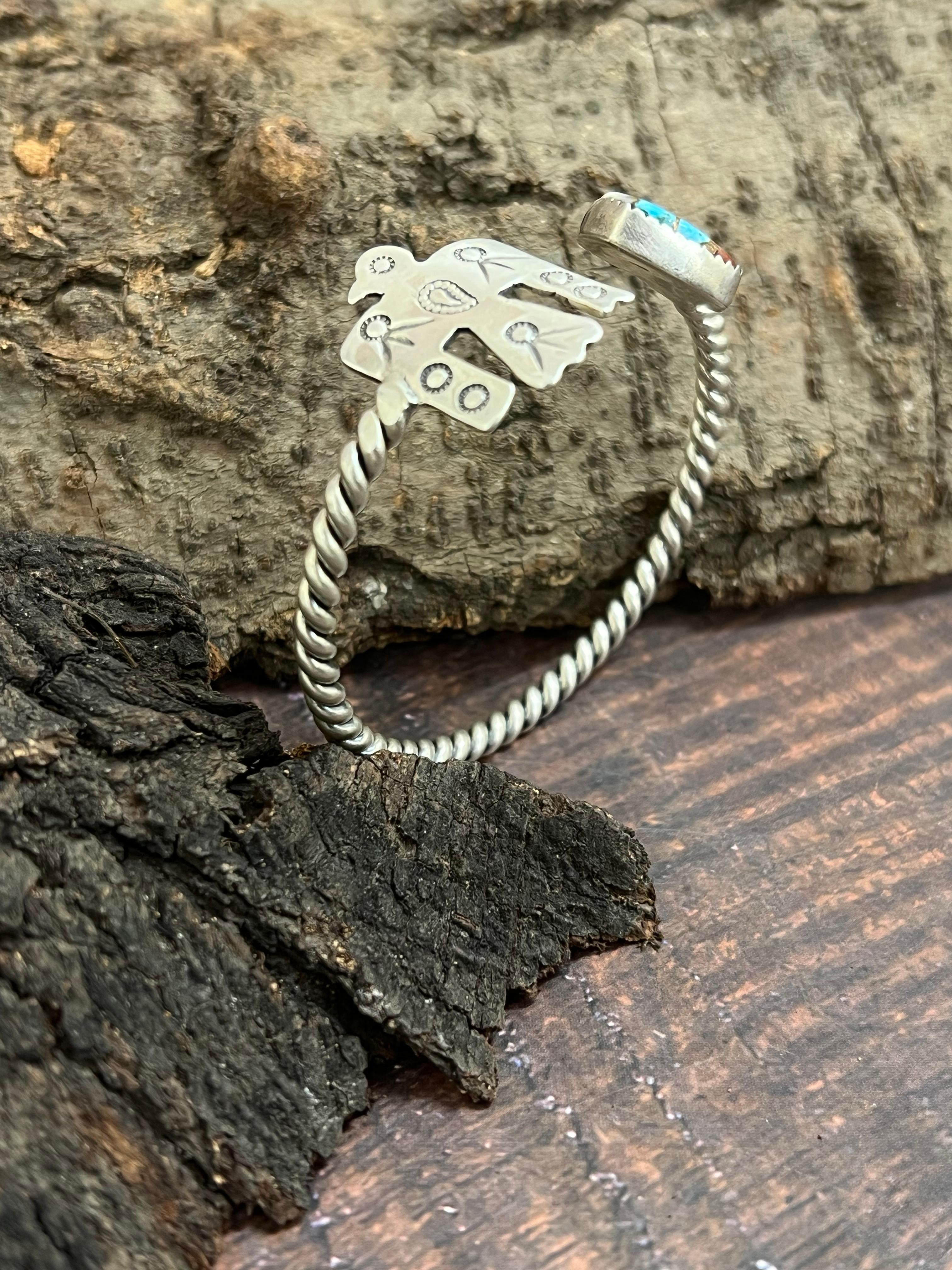 Handmade Sterling Silver Orange Dahlia Bracelet with Signed Nizhoni (6)