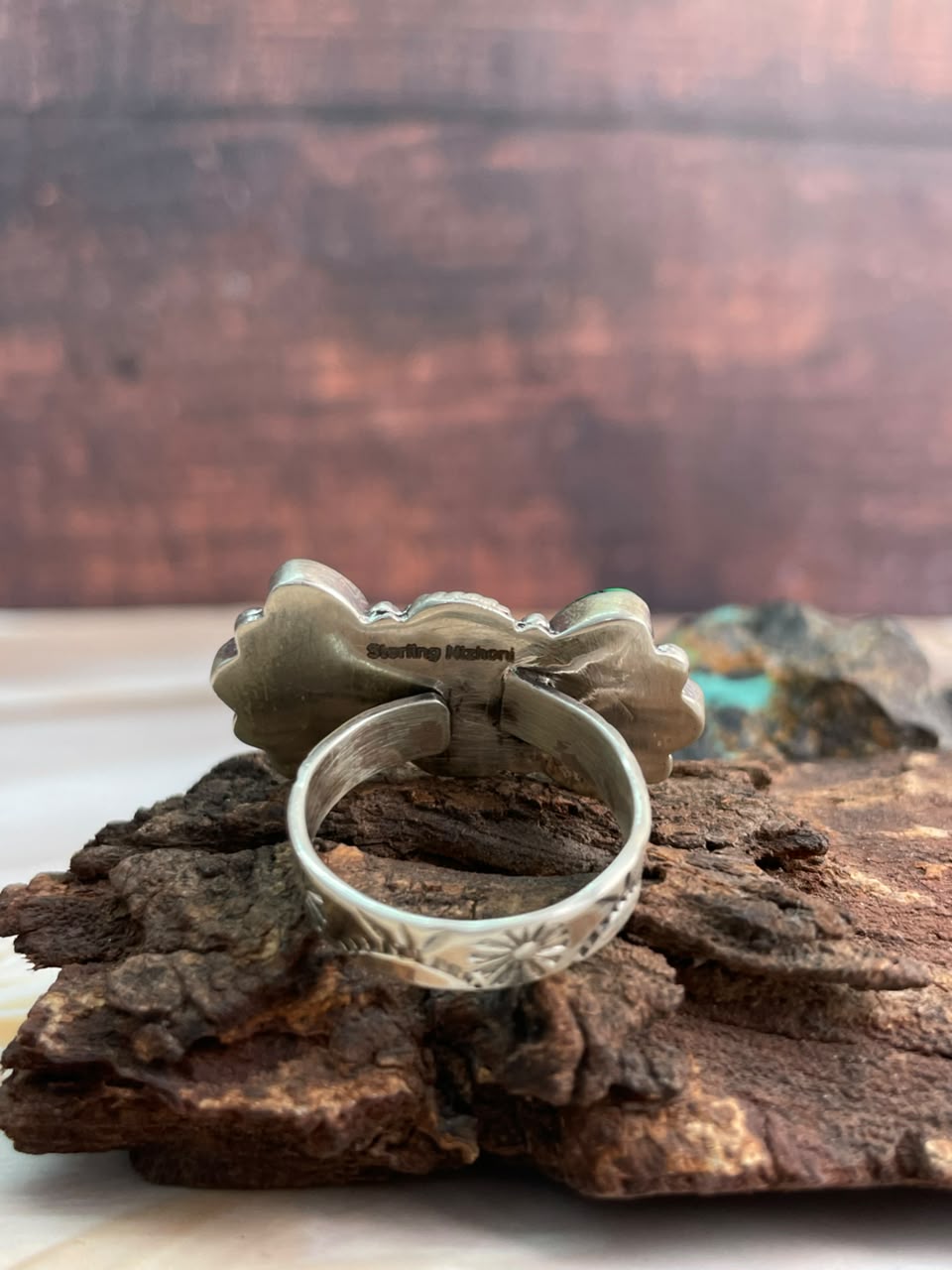 Handmade Sterling Silver Christmas Dahlia Collection: Adjustable Ring Signed Nizhoni