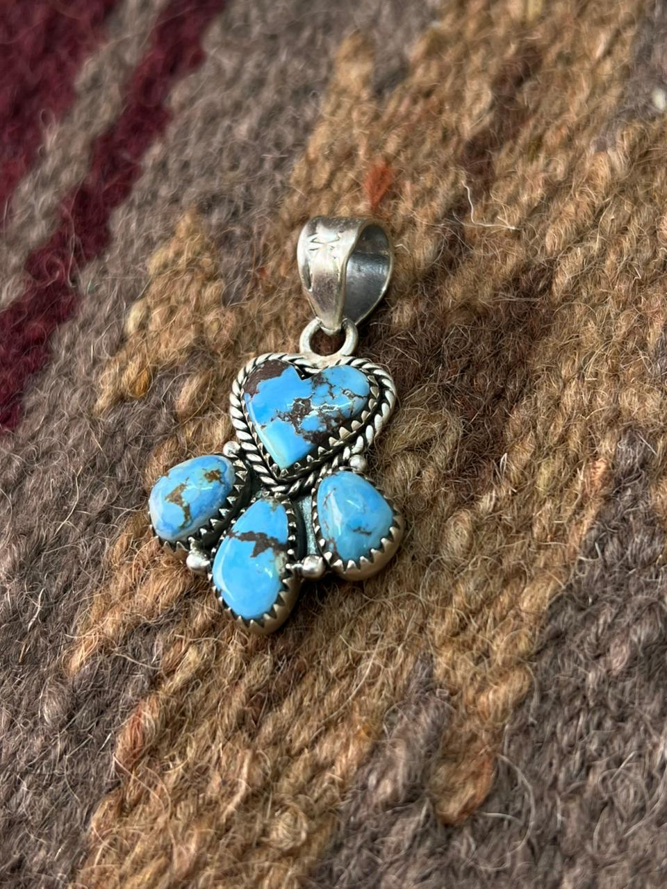 Handmade Sterling Silver Golden Hills Turquoise Pendant "Signed Nizhoni"