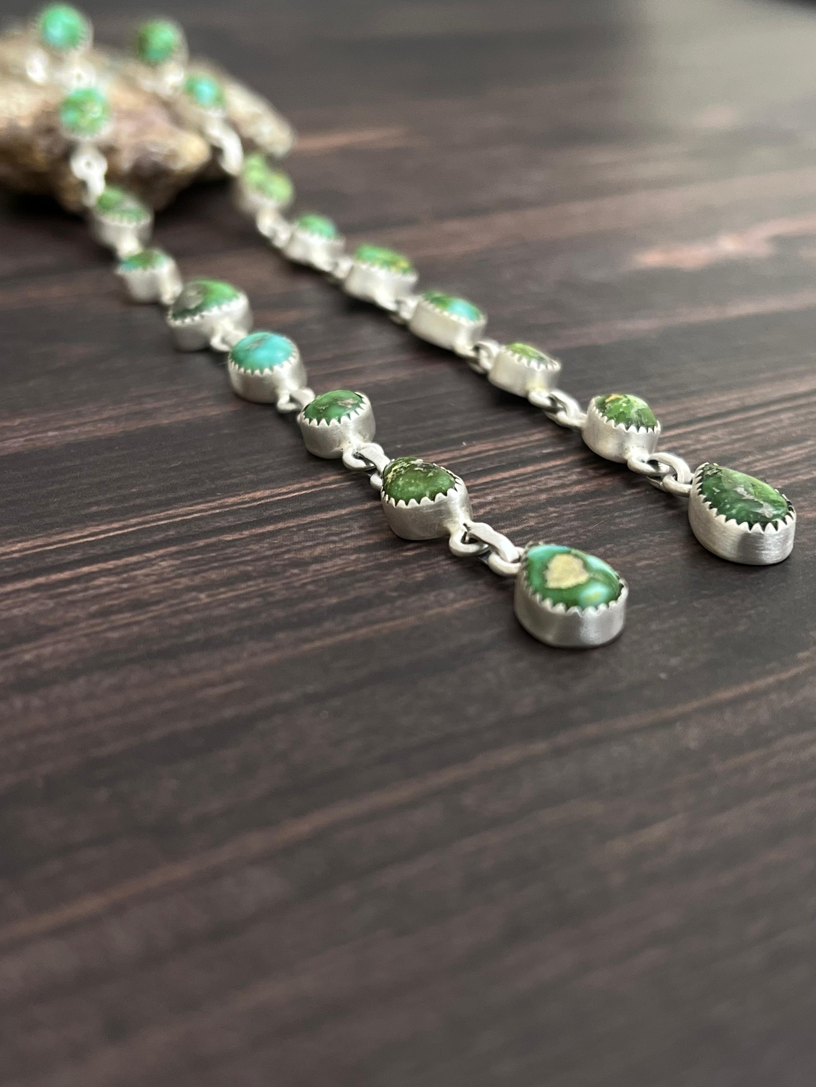 Handmade Sterling Silver Sonoran Mountain Turquoise Post Dangle Earrings with Signed Nizhoni