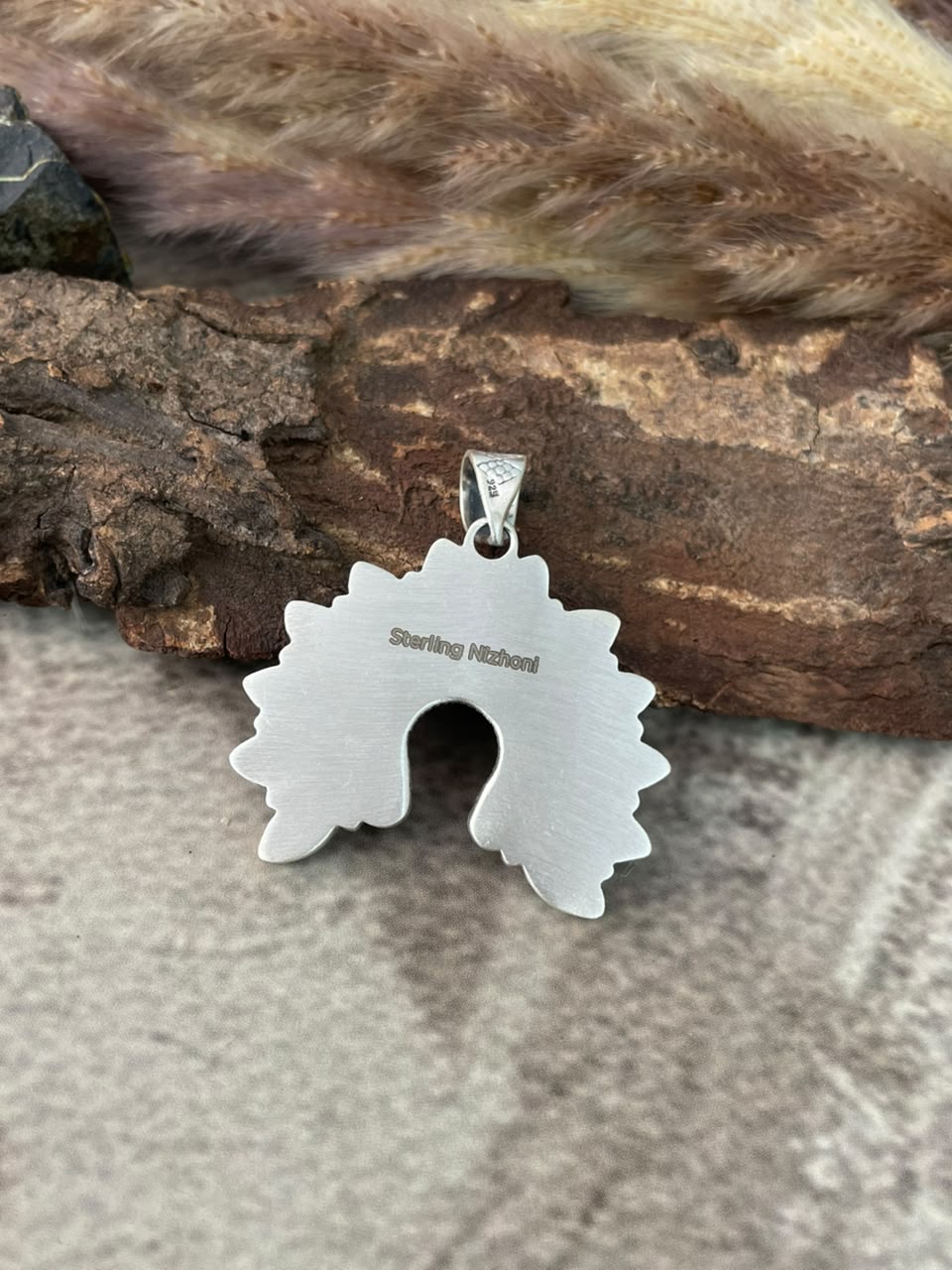 Handmade Sterling Silver Kingman Turquoise Naja Pendant Signed Nizhoni