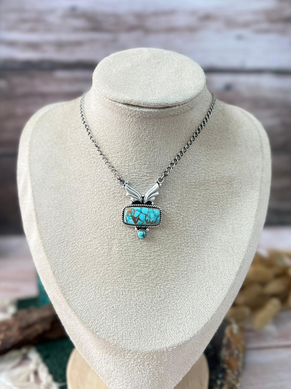 Handmade Sterling Silver Mint Dahlia Collection: Necklace "Signed Nizhoni"
