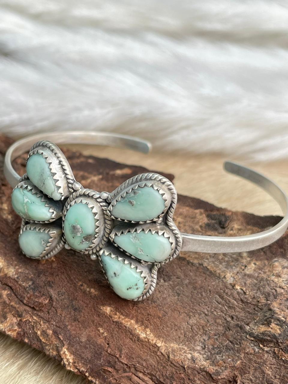Handmade Sterling Silver Paloma Turquoise Bracelet "Signed Nizhoni"