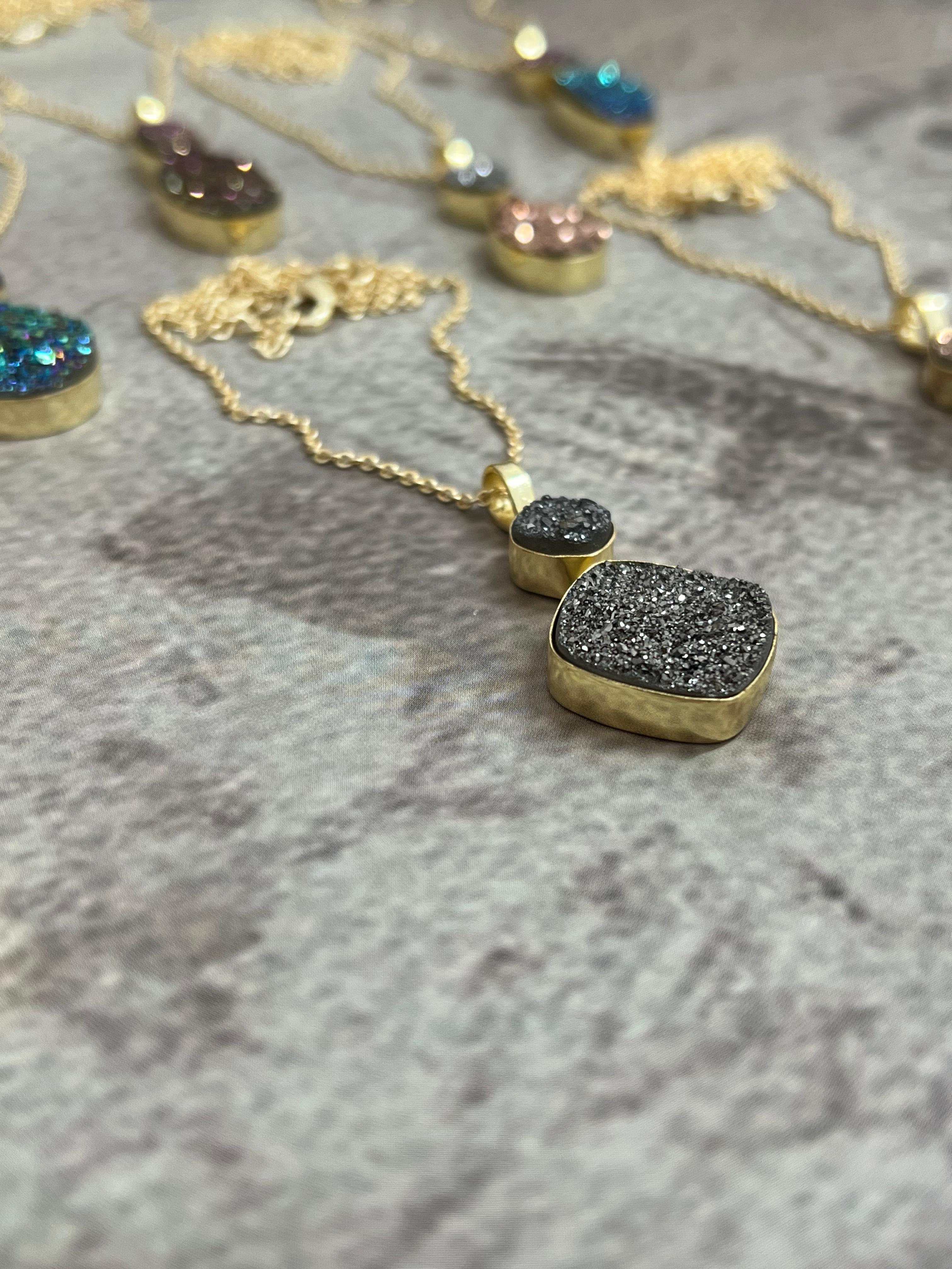 “The Boho Collection” Handmade Natural 2 Stone Druzy Necklace