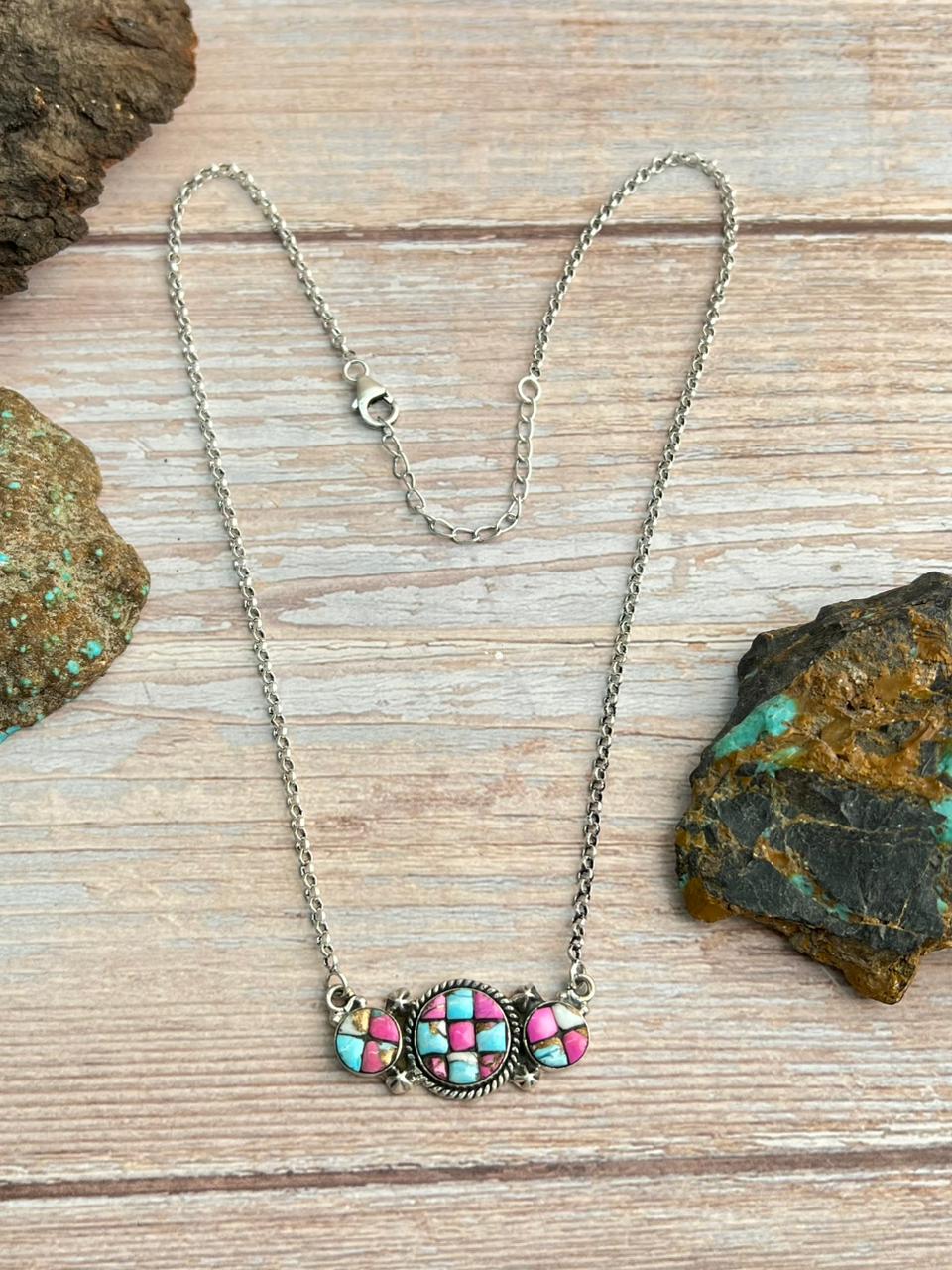 Handmade Sterling Silver Cotton Candy Necklace "Signed Nizhoni"