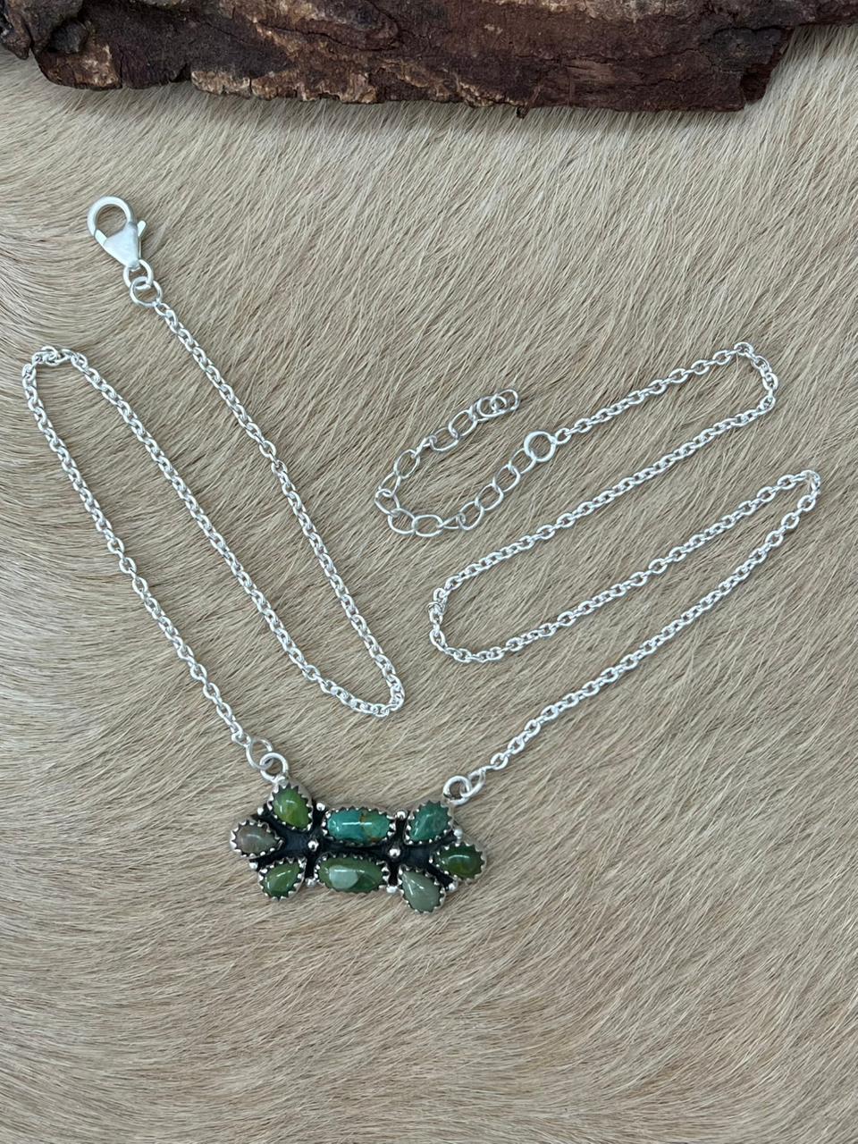 Handmade Sterling Silver Kingman Turquoise Necklace "Signed Nizhoni"