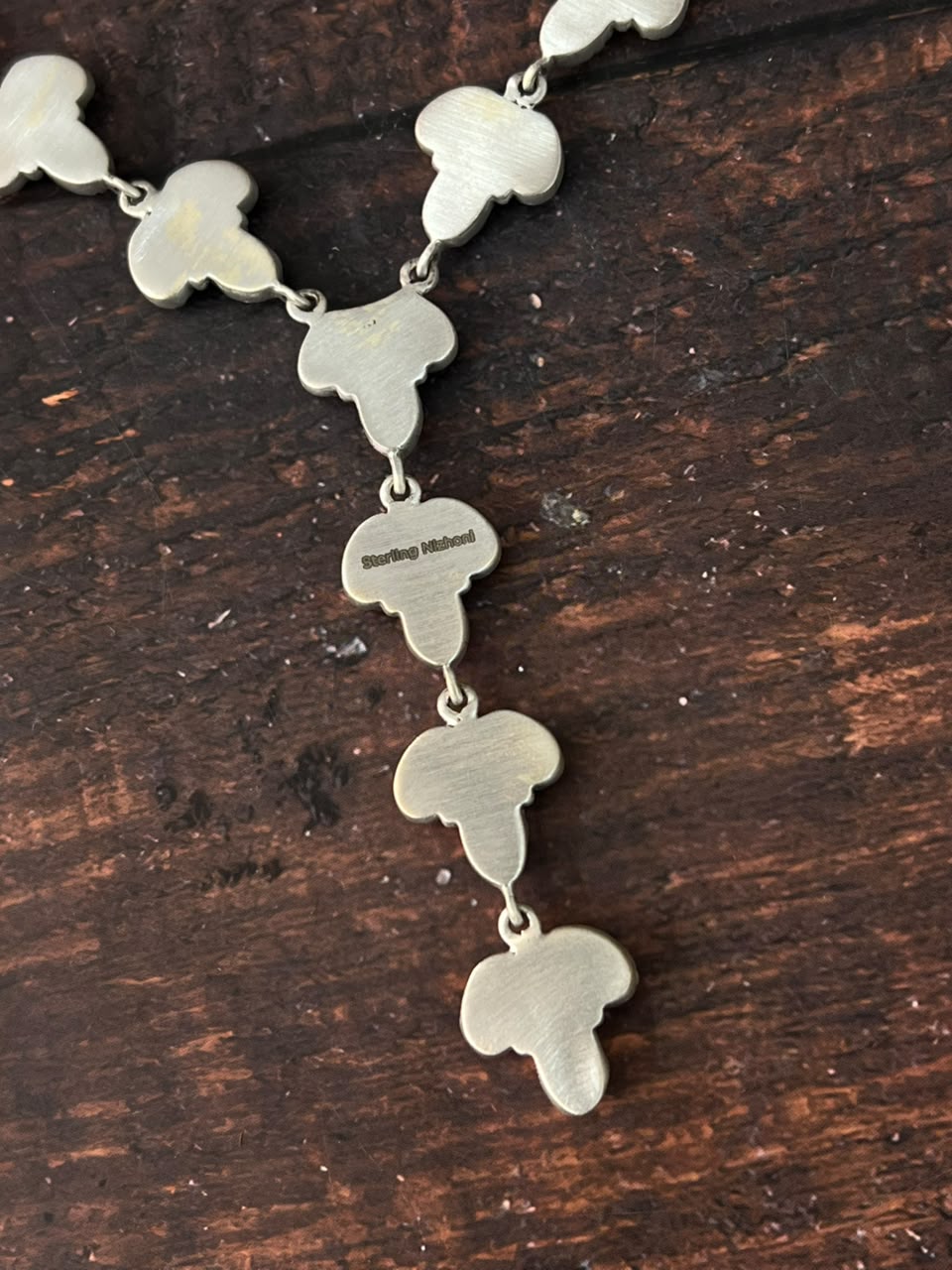 Handmade Sterling Silver White Buffalo 'Y Shaped' Necklace Signed Nizhoni